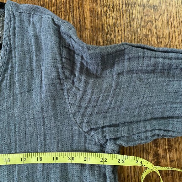 FLAX 3/4 Linen Tunic Blouse Grey / Blue Large Boho Summer Artsy - Picture 6 of 8